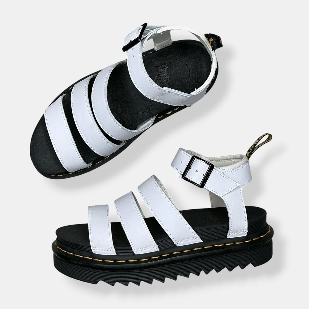 Dr Martens Sandals Women Size 8 White Blaire Strappy Buckle Leather NWOB